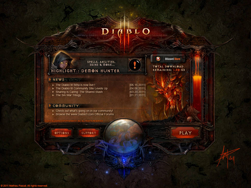 Рпг лаунчеры. Интерфейс Дьябло 3 UI. Интерфейс игры Diablo 3. Диабло 3 Интерфейс UI. Diablo III Интерфейс.