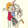 Guy and Girl Kissing Cartoon