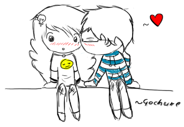 A Cute Boy Kissing A Cute Girl Drawing By Gochure On Deviantart