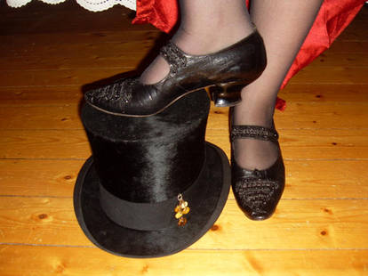 antique shoes and hat