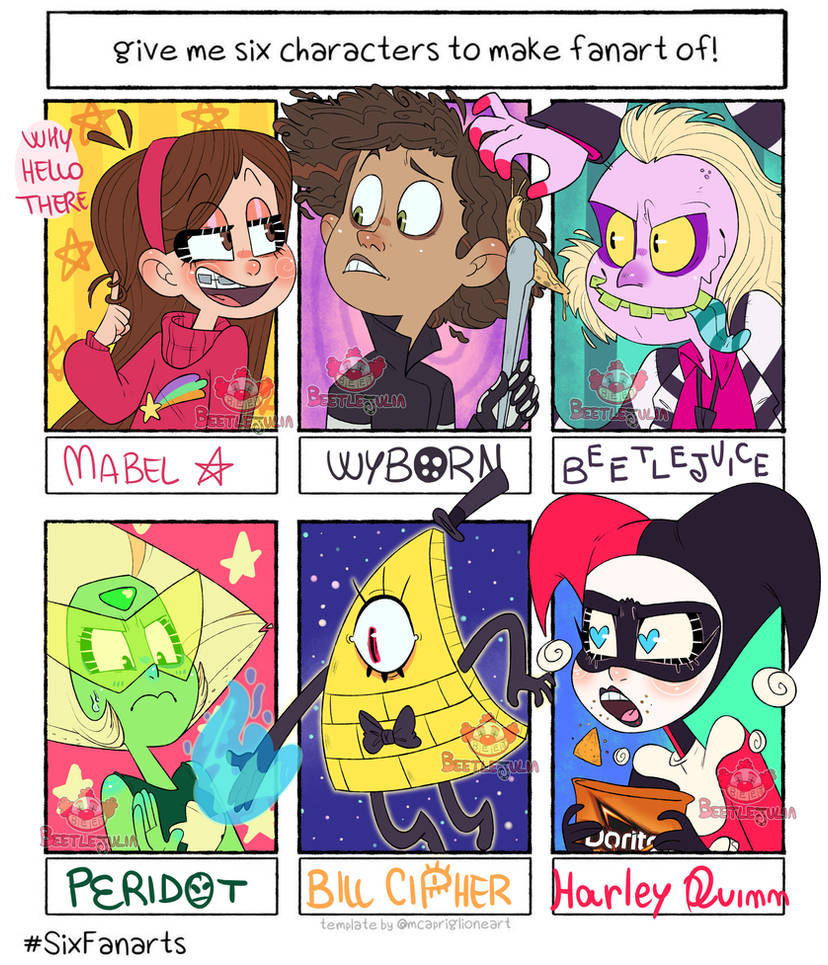 Six fanarts challenge by Beetlejulia on DeviantArt
