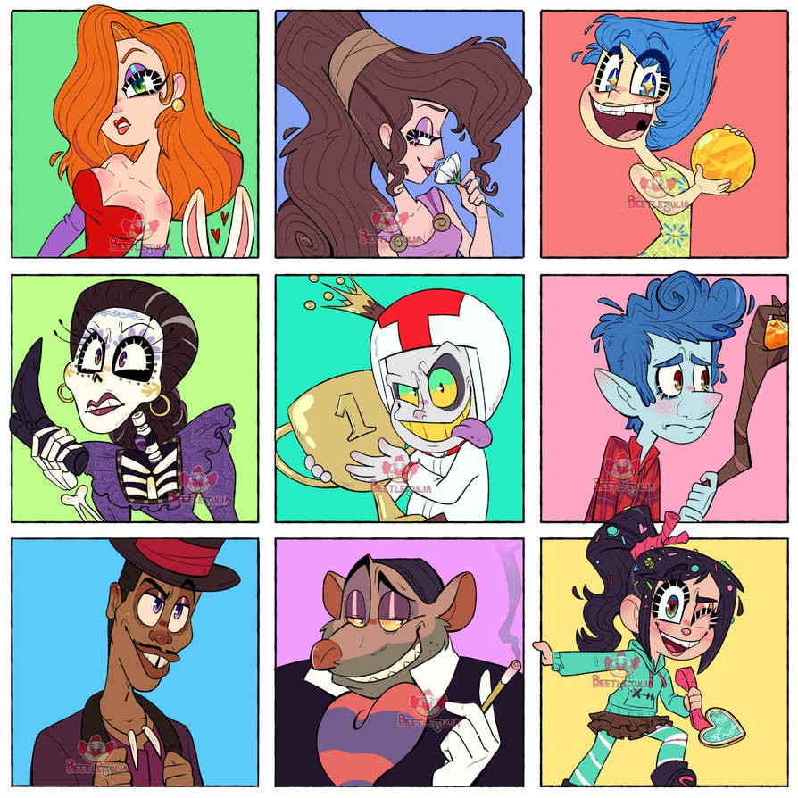 9 Disney characters by Beetlejulia on DeviantArt