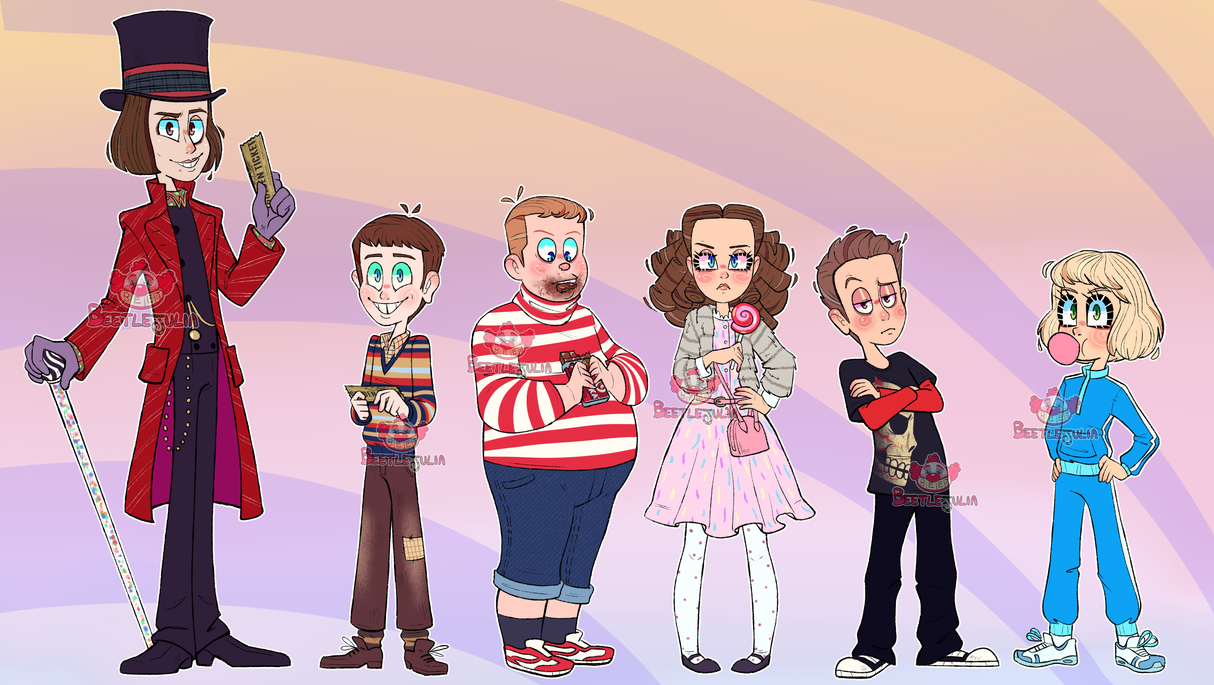 Charlie and the chocolate factory lineup by Beetlejulia on DeviantArt Charlie and the chocolate factory lineup by Beetlejulia on DeviantArt