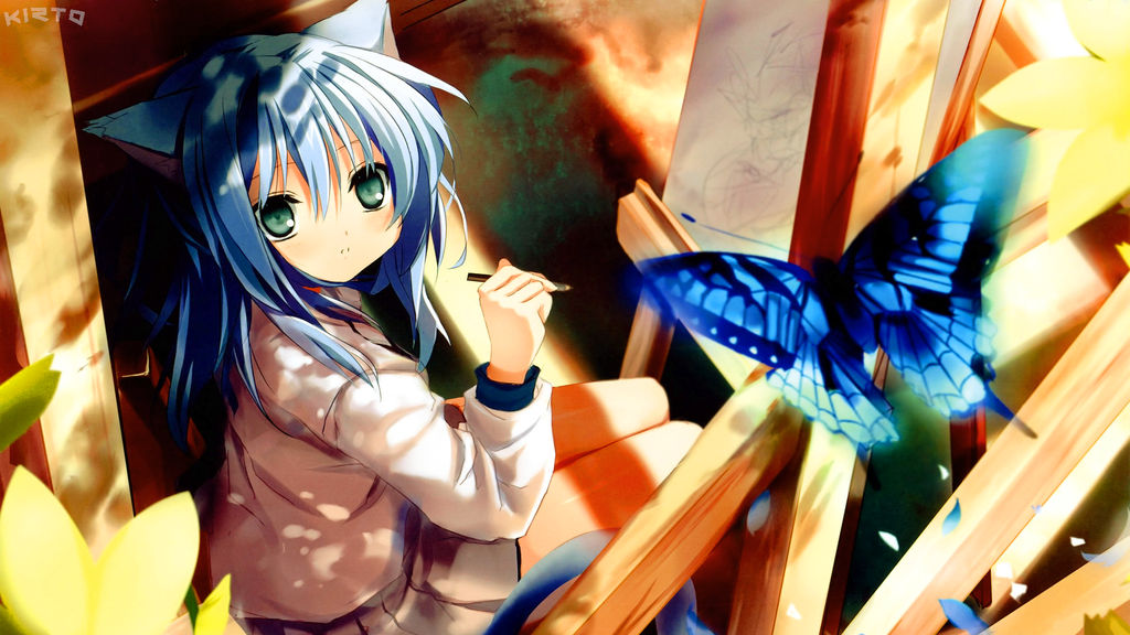 Girl Drawing A Butterfly Anime Wallpaper By Kirtofx On Deviantart Girl Drawing A Butterfly Anime Wallpaper By Kirtofx On Deviantart