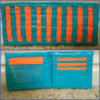 blue and orange woven duct tape wallet