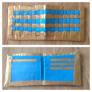 Gold and blue woven wallet