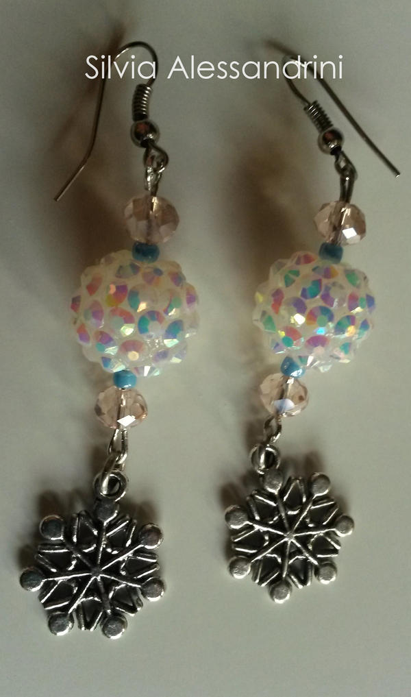 Snow drop rainbow ball earrings