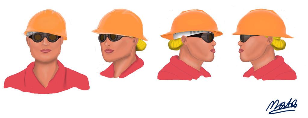 female engineer with goggles