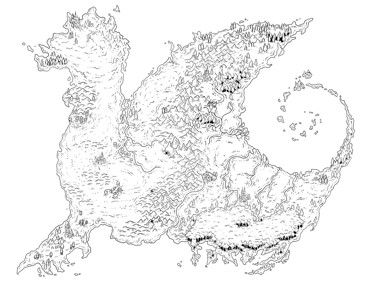 Complete Pyrrhia Map Lineart by ZandrasOCs on DeviantArt