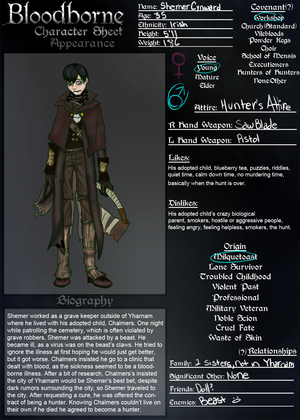 Bloodborne - Shemer Character Contract Sheet