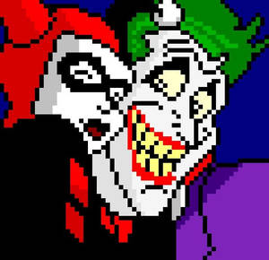 pixel harley quinn and the joker (harlequinade)