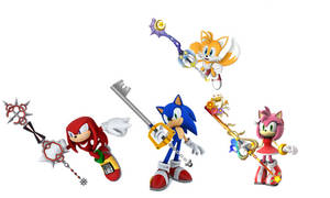 Sonic Tails Knuckles and Amy with Keyblades