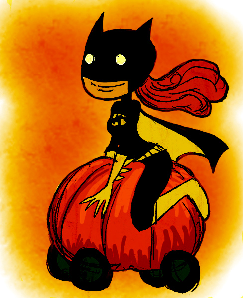 Batgirl on a Pumpkin