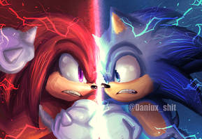 Sonic vs knuckles: Sonic movie fanart