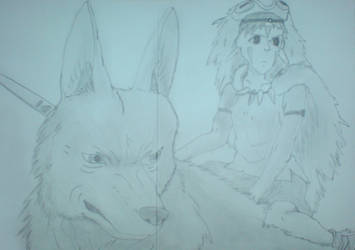 Princess Mononoke riding Moro