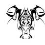 Darkened skull of a bull