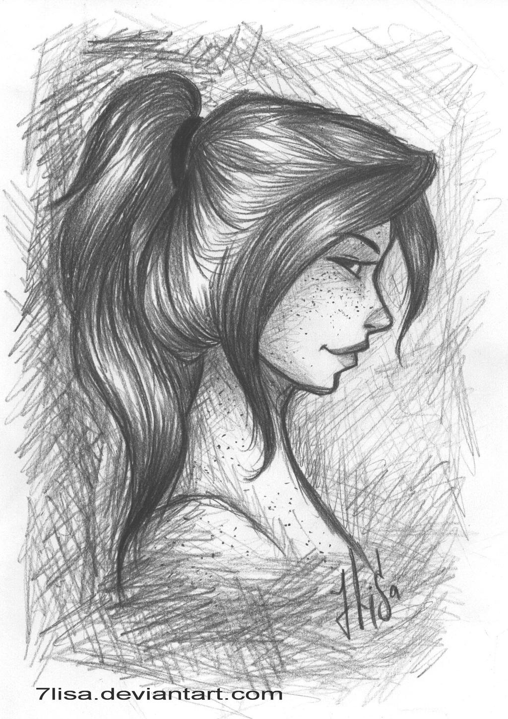 Рисунок карандашом средняя девочка