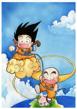 Kid Goku and Kuririn (Please don't fly so fast...)