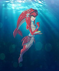 Mipha floating along