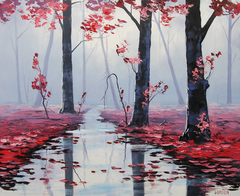 Misty pink Woodland by artsaus