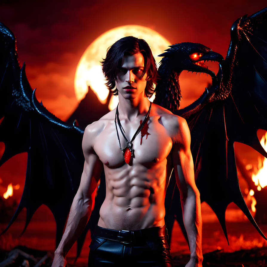 Boy Vampire Exploding Male Vampire at Night Surrounded by Fire by musclegeekjeff on DeviantArt