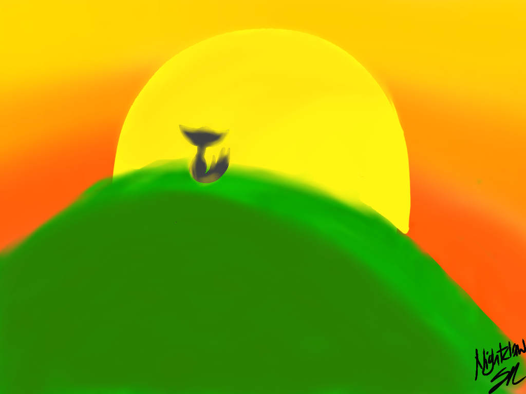 Sunset and hill