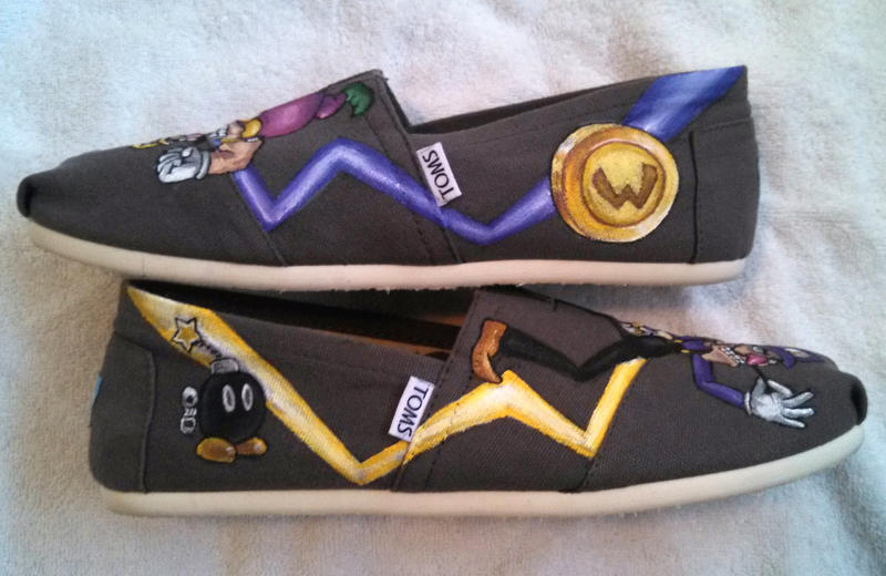 Hand Painted Shoes Custom TOMS Wario and Waluigi