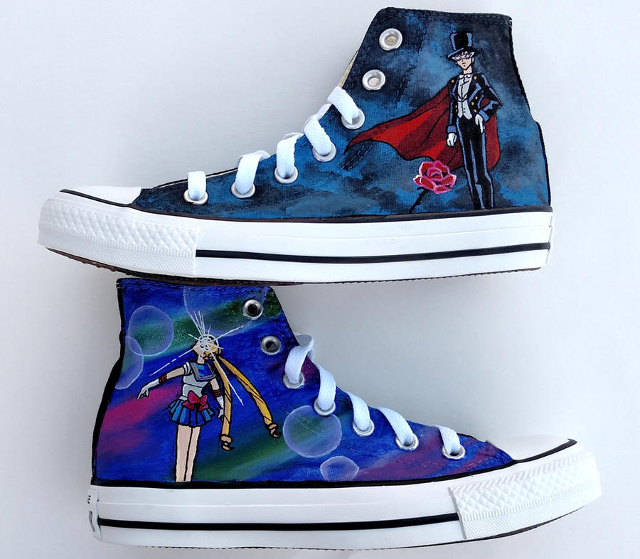 Sailor Moon and Tuxedo Mask Converse