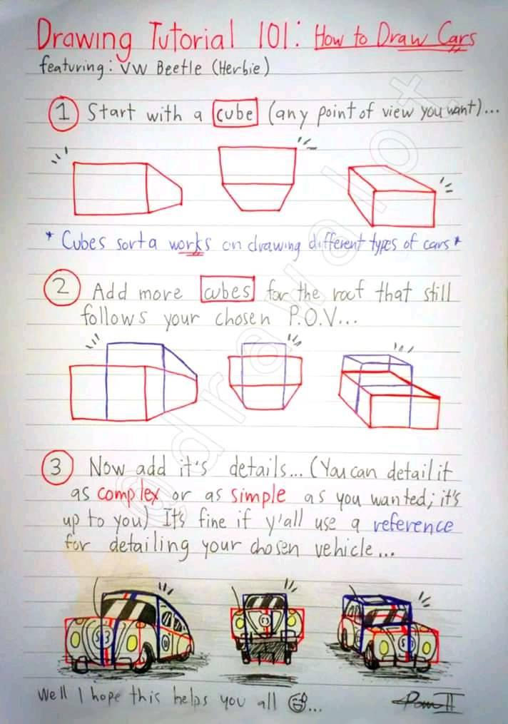 Automobile Drawing Tutorial 101 Ft Vw Beetle By Drawalotstudios On Deviantart