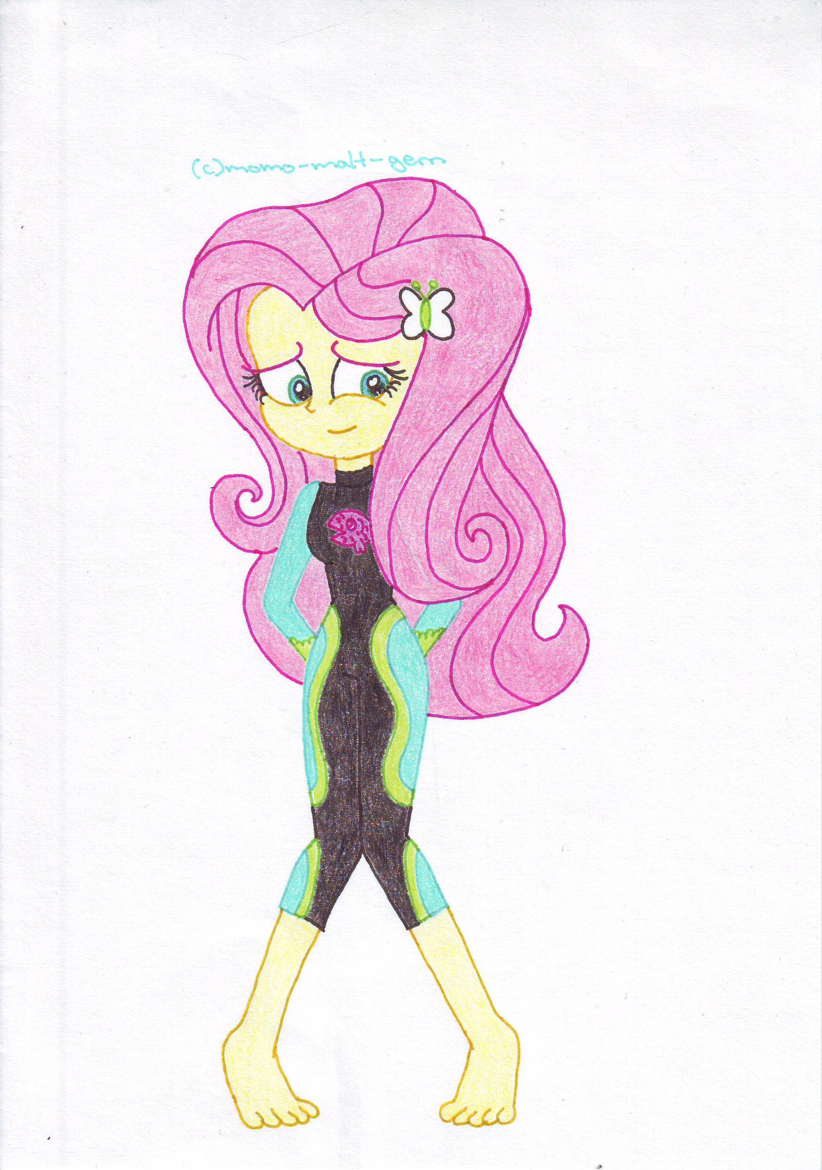Fluttershy Diving Suit (EQG) by momo-malt-gern