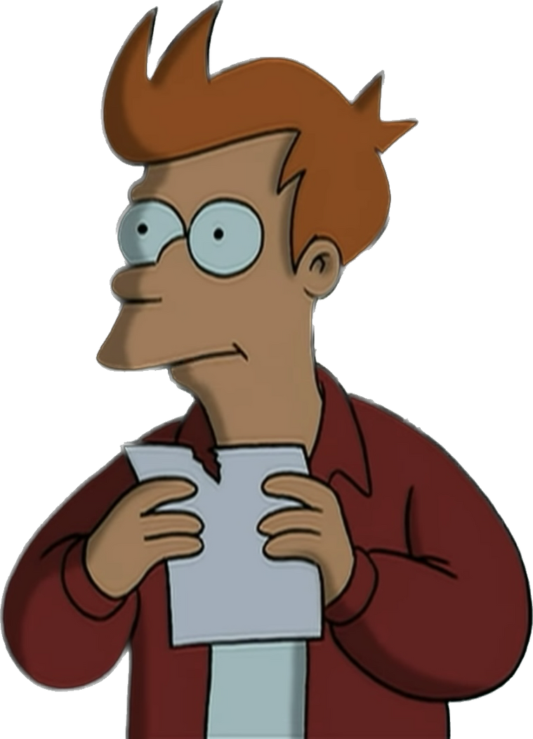 Phillip J. Fry holds a note by CEB1031 on DeviantArt