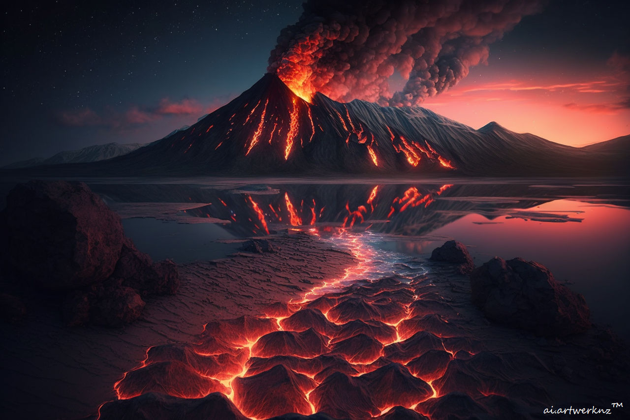 Folcano Volcano Landscape - Var 1 by aiartwerknz on DeviantArt