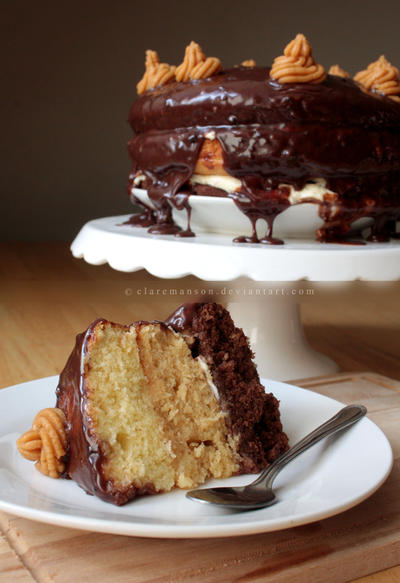 Sinful PB, Chocolate and Vanilla Layer Cake