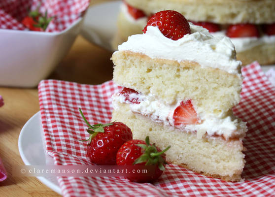 Strawberries and Cream Cake Slice
