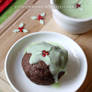 Warm Chocolate Cake With Mint Custard