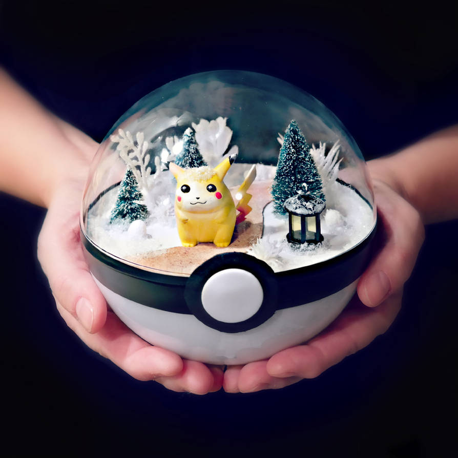 Pikachu December Path - Poke Ball Terrarium by TheViridianRealm