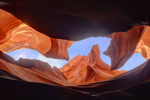Looking upwards in Antelope Canyon