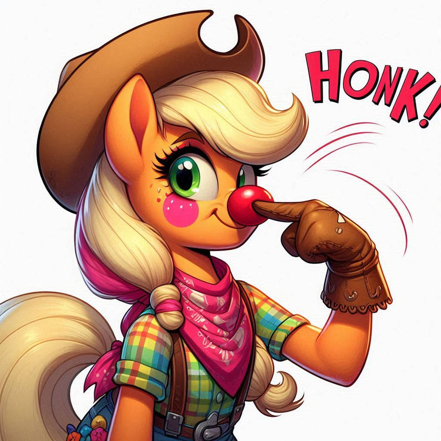 Applejack Rodeo Applejack the rodeo clown honking her nose by Heydude5321 on DeviantArt
