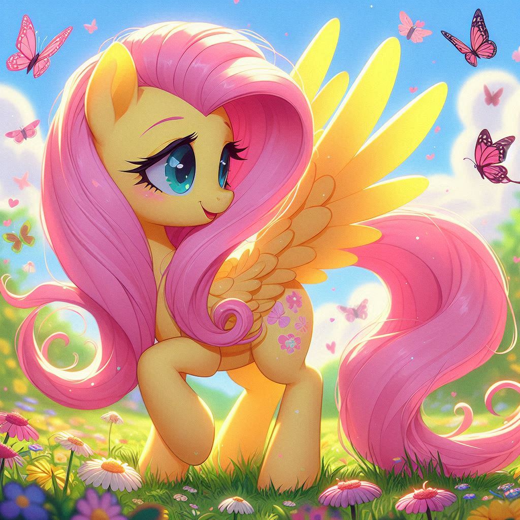 Flutterdaisy Fluttershy at a butterfly garden by Heydude5321 on DeviantArt