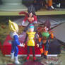 Bulma and 3 vegetas