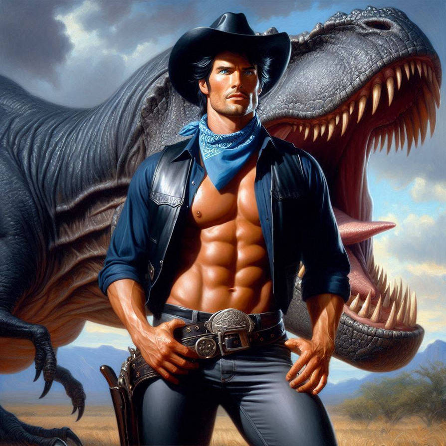 Cowboy Riding T Rex Cowboy versus the T-Rex 1 by Skylar999 on DeviantArt