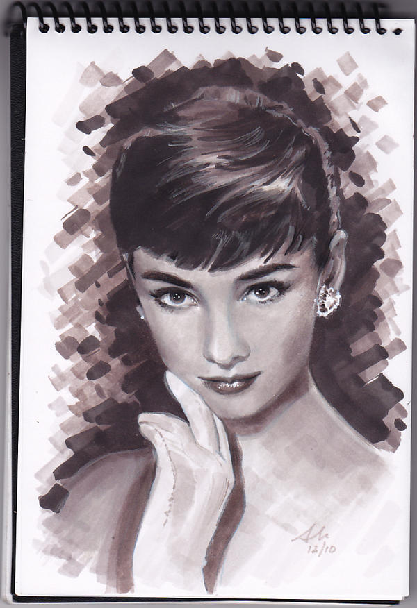 Audrey Hepburn markers by Alex Bodnar