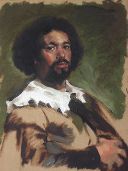 Velasquez oil study on paper bag by Alex Bodnar