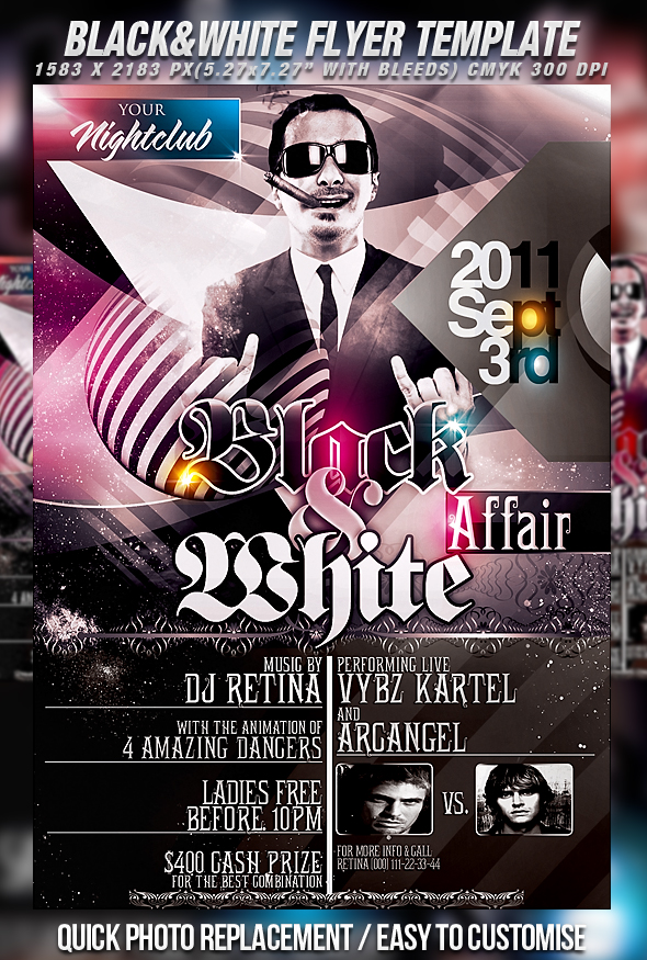 PSD BlackWhite Flyer Template