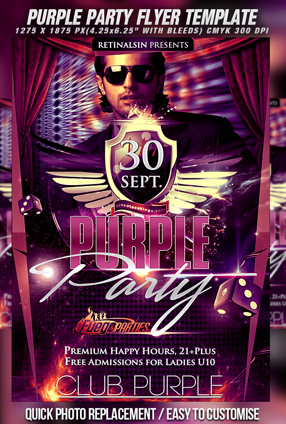 PSD Purple Party Flyer