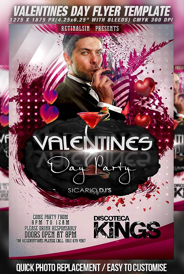 PSD Valentines Day Party Flyer Template v.2