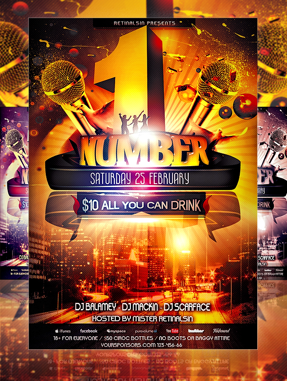 PSD NumberOne Party Flyer Template