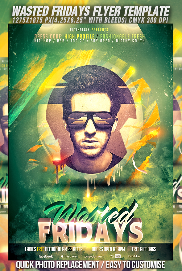 PSD Wasted Fridays Flyer Template