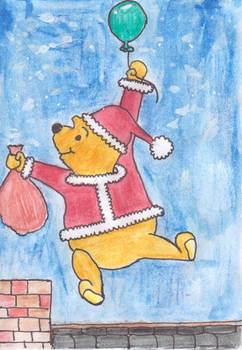 Pooh Bear as Santas Little Helper