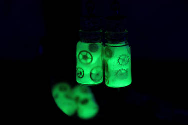 Steampunk Green Glow in the Dark Earrings IC#3